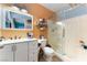 Bathroom featuring a white vanity, modern sink, and shower at 2732 Johannson Ln, Las Vegas, NV 89115