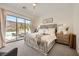 Comfortable bedroom with a large bed, sliding glass doors to the pool area, and ample natural light at 421 Malpaso St, Las Vegas, NV 89138
