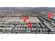 Neighborhood aerial view of the community, location of home, nearby streets, and surrounding desert landscape at 5965 Sierra Medina Ave, Las Vegas, NV 89139