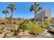 Scenic view of the community featuring lush landscaping, mature palm trees, and well-maintained walkways under a bright blue sky at 8255 S Las Vegas Blvd # 1404, Las Vegas, NV 89123