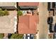 Overhead view of a neighborhood with tile roofs and well-maintained landscaping, showcasing a close-knit community at 10276 Cherry Brook St, Las Vegas, NV 89183
