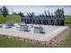Modern outdoor fitness court featuring exercise stations and equipment in a park setting at 117 Tardando Ave, Henderson, NV 89015