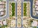 Overhead aerial showing the community's attractive street design, landscaping and tile roofs at 11944 Dolcemente Ln, Las Vegas, NV 89138