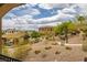 Picturesque backyard view featuring desert landscaping, lush trees, and a glimpse of the house, creating a tranquil outdoor setting at 11944 Dolcemente Ln, Las Vegas, NV 89138