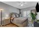 Cozy bedroom featuring a decorative headboard, neutral tones, and ample natural light at 2092 Wildwood Lake Street, Henderson, NV 89052