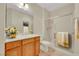 Bathroom showcasing single sink vanity and glass enclosed shower at 2349 Orangeburg Pl, Henderson, NV 89044