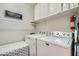 Functional laundry room with modern appliances, shelving, and a clean, organized layout at 9413 Steeltree St, Las Vegas, NV 89143
