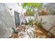 Charming backyard patio with vibrant flowers, lush greenery, and a peaceful, private setting at 1000 Grammy Dr, Las Vegas, NV 89145