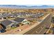 Aerial street view featuring a modern home with a pool in a well-planned desert neighborhood at 1357 Manassas Rdg Rdg, Mesquite, NV 89027