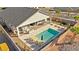 Aerial view of a private pool and patio, perfect for outdoor living and relaxation at 1357 Manassas Rdg Rdg, Mesquite, NV 89027