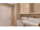 Laundry room with modern appliances, white cabinets, and a functional layout at 4411 Wild Honey Ct, Las Vegas, NV 89147
