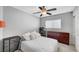 Comfortable bedroom featuring carpet, neutral walls, and a ceiling fan at 722 Chepstow Ave, Las Vegas, NV 89178