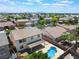 An amazing aerial view featuring the property, pool and the surrounding neighborhood at 7857 Midnight Ride St, Las Vegas, NV 89131