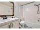 A charming bathroom features modern fixtures, patterned floor, and a shower-tub combination at 900 Heavenly Hills Ct # 112, Las Vegas, NV 89145
