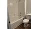 Sparkling bathroom with a tub/shower combination and modern fixtures at 1040 Karen Ct, Pahrump, NV 89048