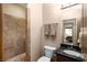 Bathroom with neutral walls and features tiled shower at 1153 Mesa Verde Run, Mesquite, NV 89027