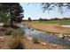 Picturesque golf course view with a stream flowing through a meticulously maintained landscape at 17 Chatmoss Rd, Henderson, NV 89052