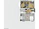 Top-down view of a two-bedroom floorplan highlighting the layout and space of the bedrooms and bathrooms at 210 E Longacres Dr, Henderson, NV 89015