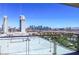 Expansive city view featuring iconic landmarks and clear blue skies visible from a balcony at 4381 W Flamingo Rd # 1212, Las Vegas, NV 89103