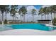 A large pool featuring shallow entry, covered seating, and tiled accents surrounded by tall trees at 4510 E Brusca Way, Pahrump, NV 89061
