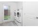 Bright laundry room with modern appliances and access to the backyard through a glass door at 8125 Monsoon Bay St, Las Vegas, NV 89113