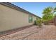Low maintenance backyard with rock landscaping and a synthetic lawn at 8732 Kendall Brook Cir, Las Vegas, NV 89149