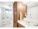 Bathroom with a tub-shower combination, updated sink with marble vanity at 912 Santa Ynez Ave, Henderson, NV 89002