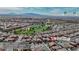 Beautiful aerial view of the community, golf course, and the home's location at 1125 Via Canale Drive at 1125 Via Canale Dr, Henderson, NV 89011