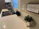 Bright kitchen counter with stainless steel faucet, decor, and natural light from the window at 11257 Rainbow Peak Ave # 201, Las Vegas, NV 89135