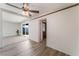 Bright room with a sliding glass door, and hardwood floors in transition area at 2825 Hickey Ave, North Las Vegas, NV 89030