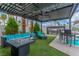 Inviting outdoor patio with comfortable seating, built-in grill, and modern fire pit, perfect for entertaining at 44 Tamarron Cliffs St, Las Vegas, NV 89148