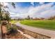Scenic view of the golf course with lush green fairways and manicured landscaping at 5705 Sovereign Way, Las Vegas, NV 89130