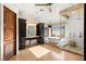 Elegant bathroom featuring a soaking tub, a luxurious shower, and marble countertops and floors at 2369 Green Mountain Ct, Las Vegas, NV 89135