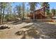 Exterior view of the cabin-style home and surrounding treed lot offering privacy and tranquility at 274 Ski Trail Rd, Mount Charleston, NV 89124
