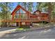 Stunning log home featuring a large deck, ample windows, and beautiful landscaping at 274 Ski Trail Rd, Mount Charleston, NV 89124