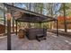 Relaxing hot tub under a covered gazebo surrounded by stone pavers and mature trees, perfect for unwinding at 274 Ski Trail Rd, Mount Charleston, NV 89124