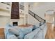 Spacious living room with wood floors, fireplace, and staircase to a loft area at 3618 Auckland Castle St, Las Vegas, NV 89135