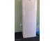 White Avanti upright freezer with minor cosmetic flaws standing against a light green wall in a residential setting at 3708 Calumet Farm Cir, North Las Vegas, NV 89031