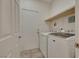 Efficient laundry room with washer, dryer, storage shelf, and access door at 4128 Tarkin Ave, Las Vegas, NV 89120