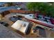 Aerial shot features an enclosed backyard with parked boat, trailer, camper, and storage at 4200 Scott Peak Ct, Las Vegas, NV 89129