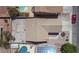 Aerial view of the home showing the roof, pool, backyard, and solar panels at 6236 Tierra Cove St, North Las Vegas, NV 89081