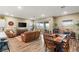 Cozy living area featuring hardwood floors, a fireplace, comfortable seating, and sliding door access to the yard at 964 Edinburgh Fields Ct, Las Vegas, NV 89138
