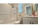 Clean bathroom with a glass-enclosed shower and modern fixtures at 12428 Lincoln Creek Ave, Las Vegas, NV 89138