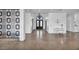 Spacious living room with polished concrete floors and striking modern decor at 12720 Davis Wright Ct, Henderson, NV 89044