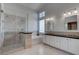 Luxurious bathroom featuring a frameless glass shower, soaking tub and double vanity at 1790 Castro Hill Ave, Henderson, NV 89012