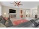 Inviting living space featuring stylish decor and ceiling fan at 2132 Twin Falls Dr, Henderson, NV 89044