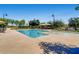 Community pool with lounge areas, mature trees, and plenty of space for activities at 2862 Starling Summit St, Henderson, NV 89044
