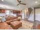 Open-concept living space featuring modern furnishings and hardwood floors at 2936 Aragon Terrace Way, Henderson, NV 89044