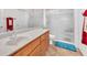 Bathroom featuring glass enclosed shower, large vanity, and modern finishes at 3056 Monroe Park Rd, Henderson, NV 89052