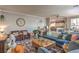 Open-concept living area with comfortable seating, a large area rug, and views into the kitchen at 7352 Rietz Canyon St, Las Vegas, NV 89131